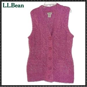 LL BEAN Sweater Vest XS Pink WOOL Longer Length